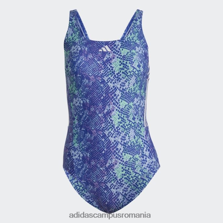 adidas campus romania Costum de baie cu grafic violet cu 3 dungi femei violet/mentă/albastru zori/alb J266N216787