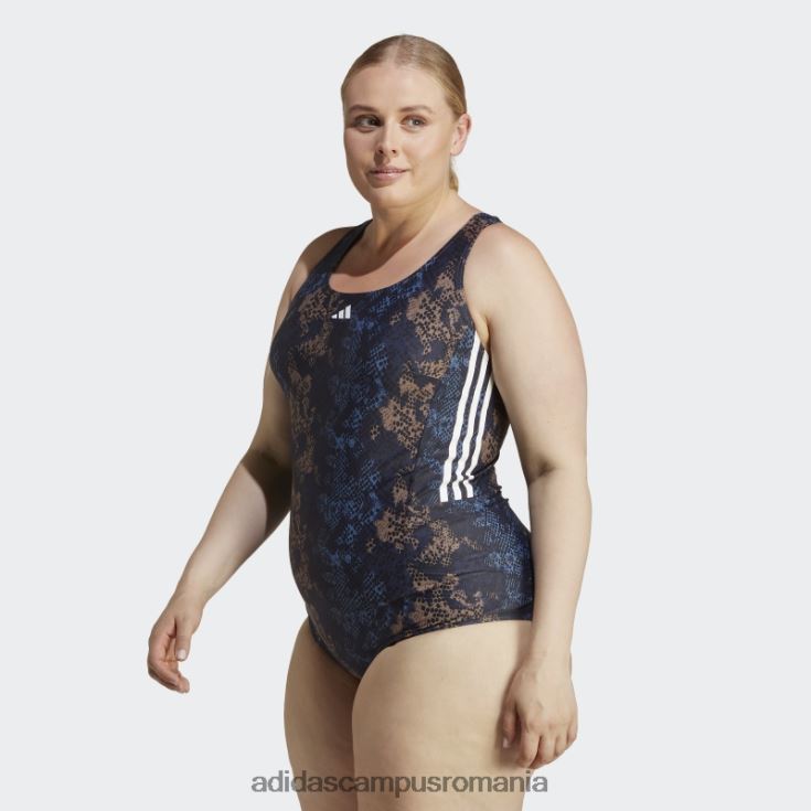 adidas campus romania Costum de baie grafic cu 3 dungi (mărime plus) oțel femei otel/negru/pamant/alb J266N216549
