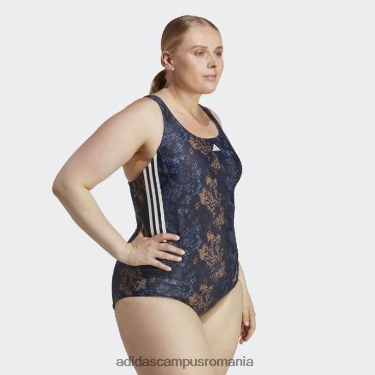 adidas campus romania Costum de baie grafic cu 3 dungi (mărime plus) oțel femei otel/negru/pamant/alb J266N216549