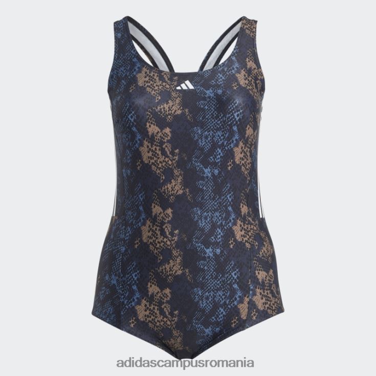 adidas campus romania Costum de baie grafic cu 3 dungi (mărime plus) oțel femei otel/negru/pamant/alb J266N216549