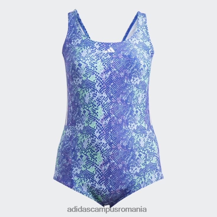 adidas campus romania Costum de baie grafic cu 3 dungi (marime plus) violet femei violet/mentă/albastru zori/alb J266N210315