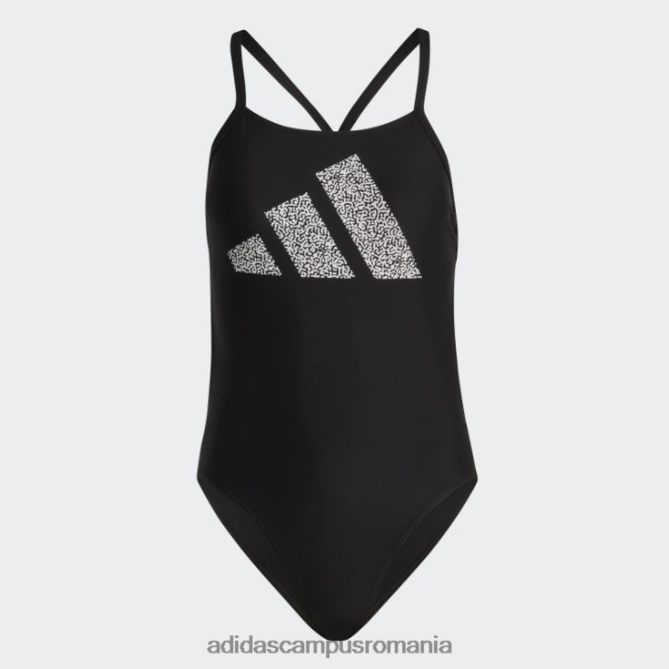 adidas campus romania Costum de baie negru cu imprimeu cu logo cu 3 bare femei alb negru J266N216829