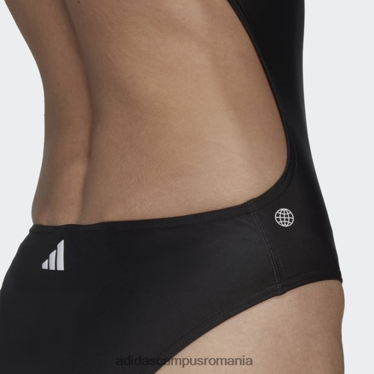 adidas campus romania Costum de baie negru cu imprimeu cu logo cu 3 bare femei alb negru J266N216829