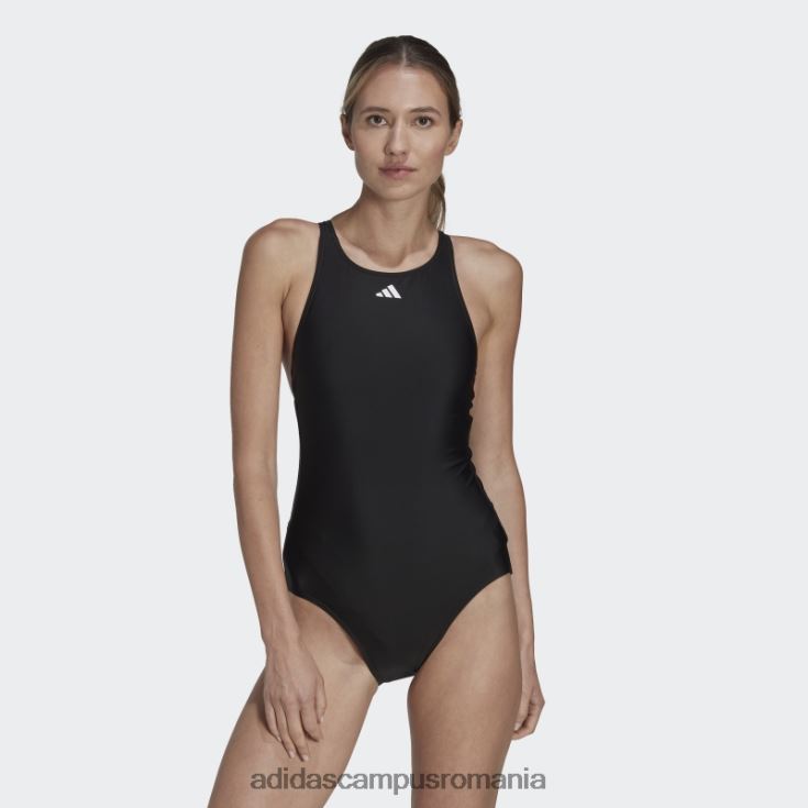 adidas campus romania costum de baie bandă neagră femei alb negru J266N216700