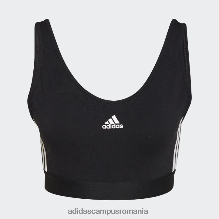 adidas campus romania Crop top negru cu 3 dungi, cu tampoane detașabile femei alb negru J266N22296