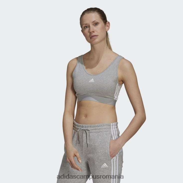 adidas campus romania crop top cu 3 dungi gri mediu essentials cu tampoane detașabile adidas femei gri mediu/alb J266N23021