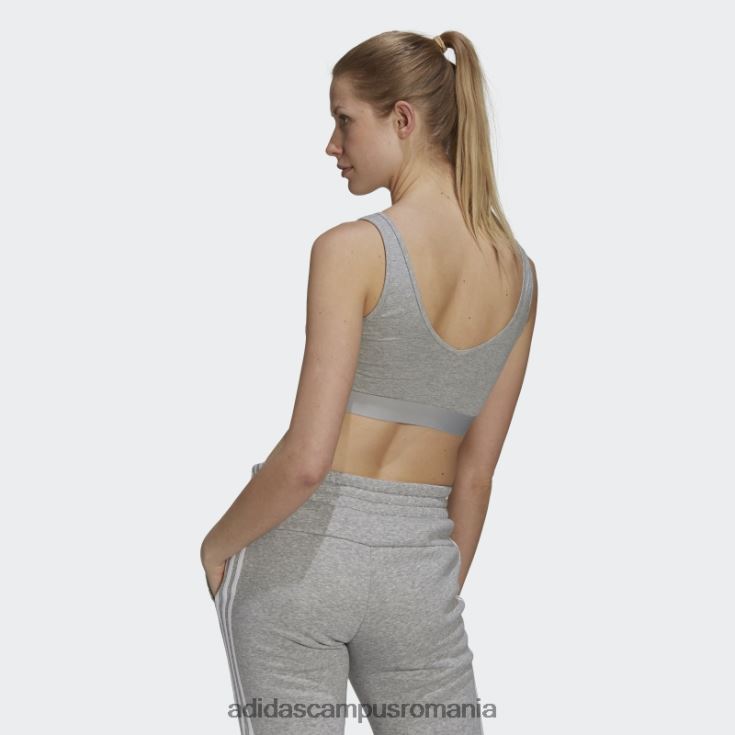adidas campus romania crop top cu 3 dungi gri mediu essentials cu tampoane detașabile adidas femei gri mediu/alb J266N23021