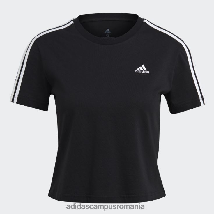 adidas campus romania esențiale tricou decupat cu 3 dungi la modă albă femei alb negru J266N23212