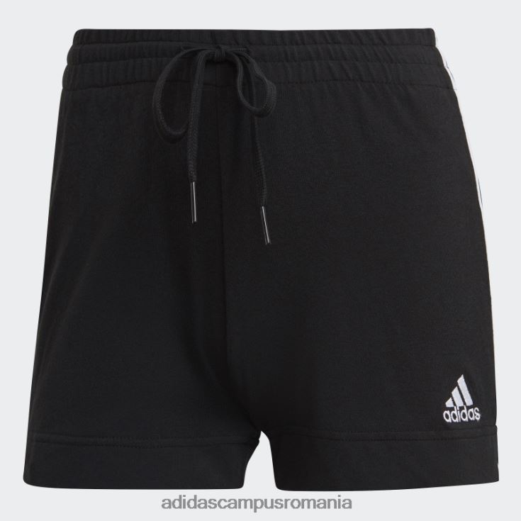 adidas campus romania essentials pantaloni scurți subțiri cu 3 dungi alb fashion femei alb negru J266N22340
