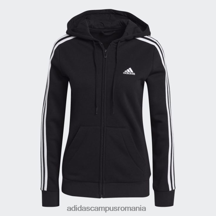 adidas campus romania hanorac negru cu fermoar complet din lână, cu 3 dungi femei alb negru J266N22518