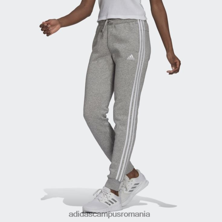 adidas campus romania pantaloni essentials fleece cu 3 dungi gri mediu adidas femei gri mediu/alb J266N22286
