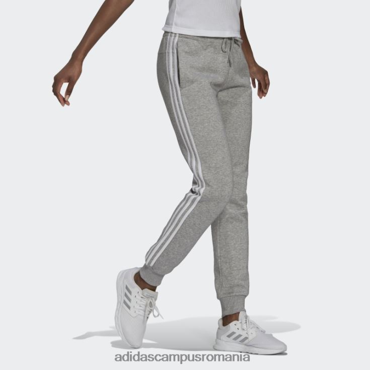 adidas campus romania pantaloni essentials fleece cu 3 dungi gri mediu adidas femei gri mediu/alb J266N22286