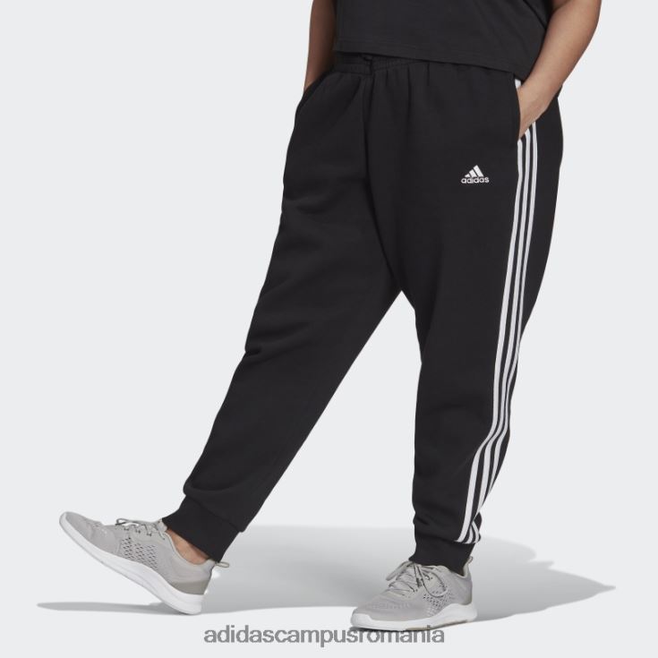 adidas campus romania pantaloni fleece cu 3 dungi (plus mărime) negri adidas femei alb negru J266N23210