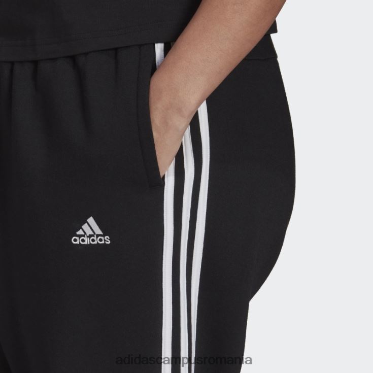 adidas campus romania pantaloni fleece cu 3 dungi (plus mărime) negri adidas femei alb negru J266N23210