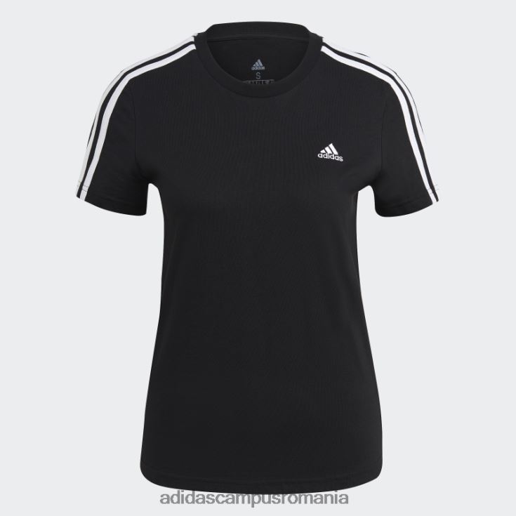 adidas campus romania tricou slim cu 3 dungi essentials negru elegant femei alb negru J266N23175
