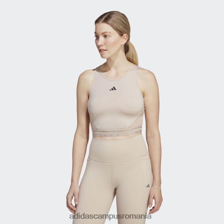 adidas campus romania Aeroready hyperglam crop tank top taupe femei taupe/negru J266N217137