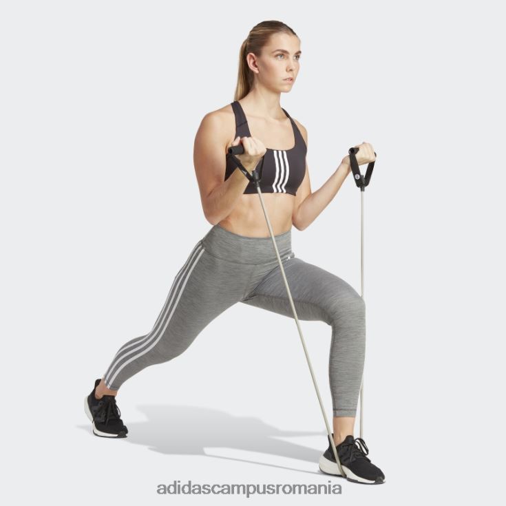 adidas campus romania Elemente esențiale pentru trenuri, gri închis, cu trei dungi, jambiere 7/8 cu talie înaltă femei erica gri închis J266N29550