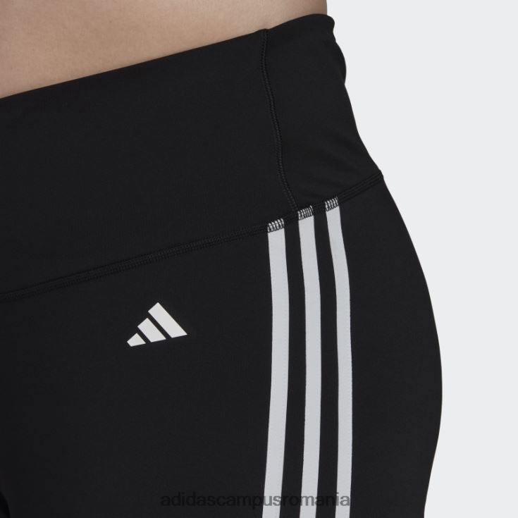 adidas campus romania Esențial pentru antrenament negru, cu trei dungi, jambiere scurte cu talie înaltă (plus mărime) femei negru J266N29875