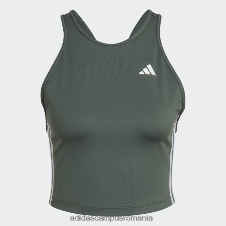 adidas campus romania Green oxide aeroready, făcut pentru antrenament, maiou crop cu 3 dungi femei oxid verde/alb J266N210235