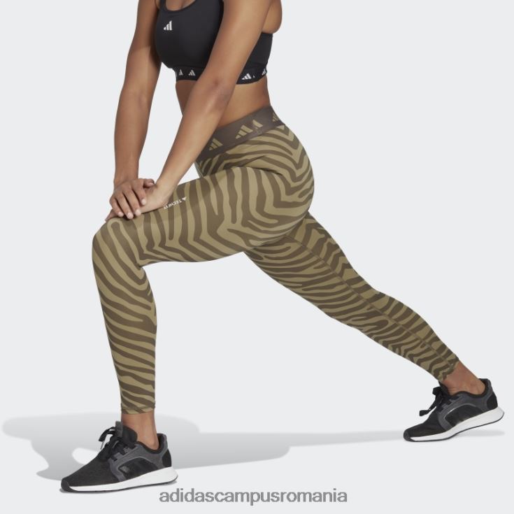 adidas campus romania Leggings zebră 7/8 hyperglam techfit cu talie înaltă, verde orbit femei multicolor/orbit verde J266N22781