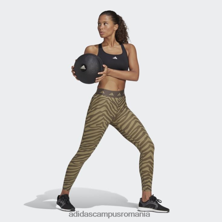 adidas campus romania Leggings zebră 7/8 hyperglam techfit cu talie înaltă, verde orbit femei multicolor/orbit verde J266N22781