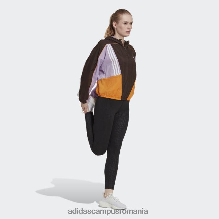 adidas campus romania Top de sport hyperglam maro închis cu glugă femei maro închis/violet strălucire/portocaliu J266N23023