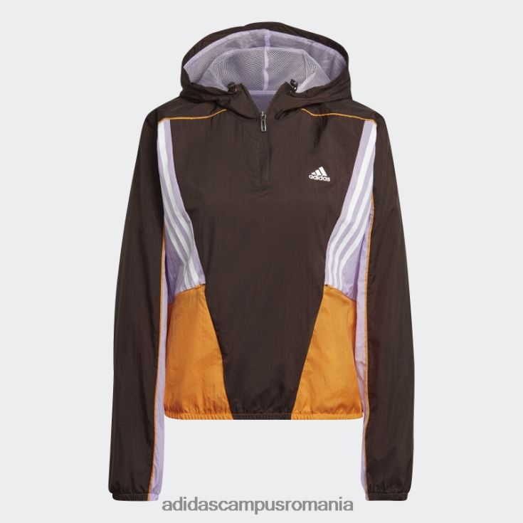 adidas campus romania Top de sport hyperglam maro închis cu glugă femei maro închis/violet strălucire/portocaliu J266N23023