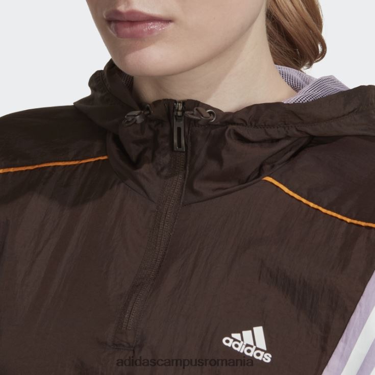 adidas campus romania Top de sport hyperglam maro închis cu glugă femei maro închis/violet strălucire/portocaliu J266N23023