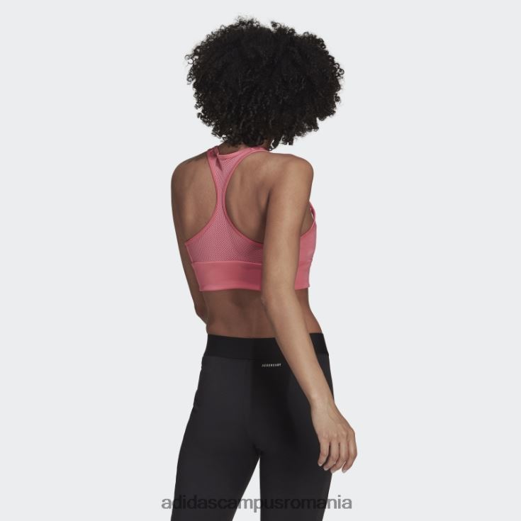 adidas campus romania Top sutien sport căptușit cu logo-ul cu 2 mișcări aeroready în tonuri de trandafir femei ton trandafir/alb J266N23251