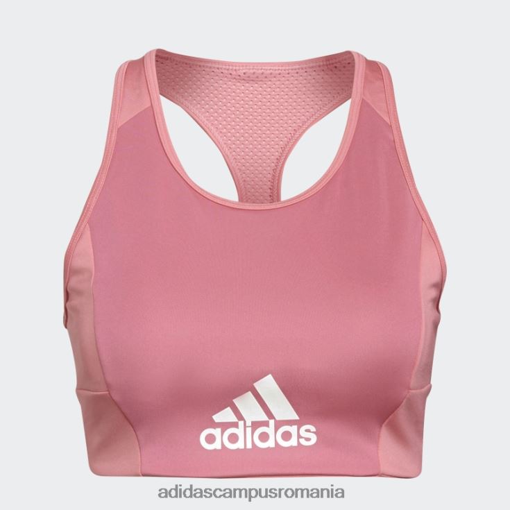 adidas campus romania Top sutien sport căptușit cu logo-ul cu 2 mișcări aeroready în tonuri de trandafir femei ton trandafir/alb J266N23251