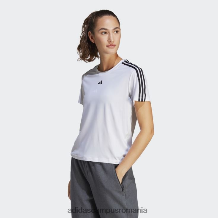 adidas campus romania Tricou cu 3 dungi aeroready train essentials alb femei alb negru J266N29500