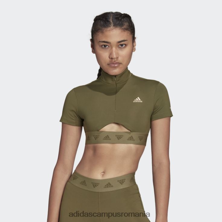 adidas campus romania Tricou cu fermoar crop hyperglam olive femei măsline J266N22711