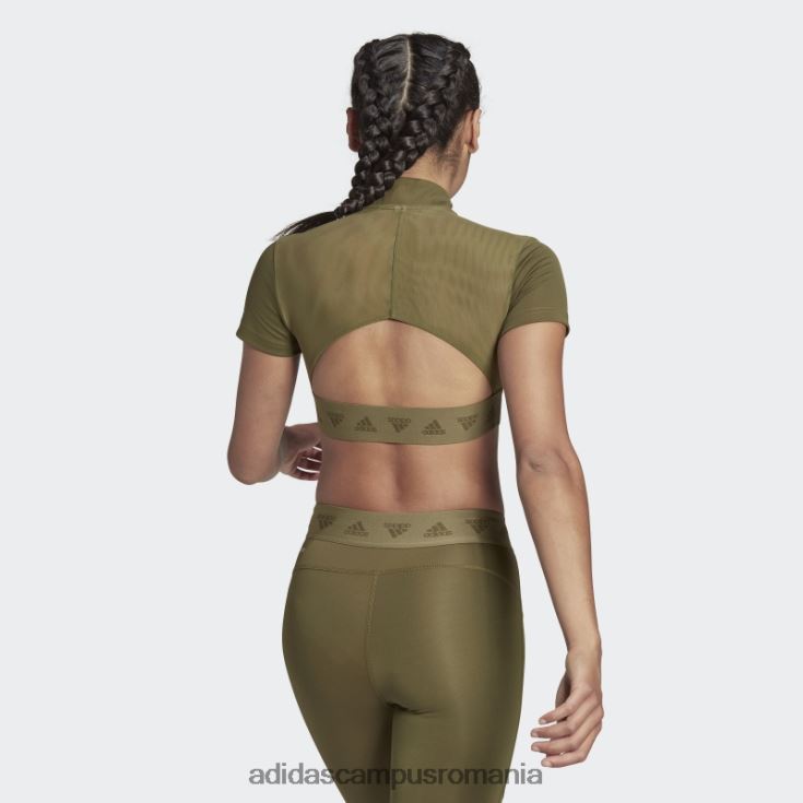 adidas campus romania Tricou cu fermoar crop hyperglam olive femei măsline J266N22711