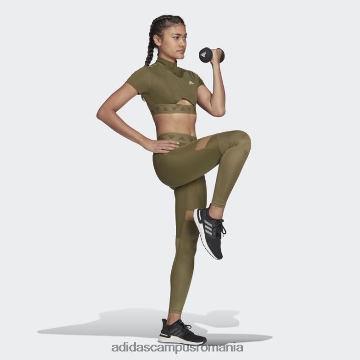 adidas campus romania Tricou cu fermoar crop hyperglam olive femei măsline J266N22711