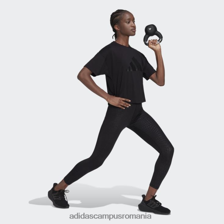 adidas campus romania Tricou cu logo cu 3 bare cu iconițe de tren negru femei negru J266N29383