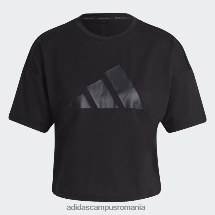 adidas campus romania Tricou cu logo cu 3 bare cu iconițe de tren negru femei negru J266N29383