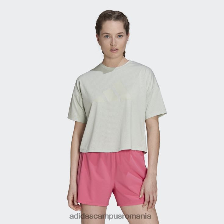 adidas campus romania Tricou cu logo-ul cu 3 bare cu icoane trenuri verzi femei verde J266N29466