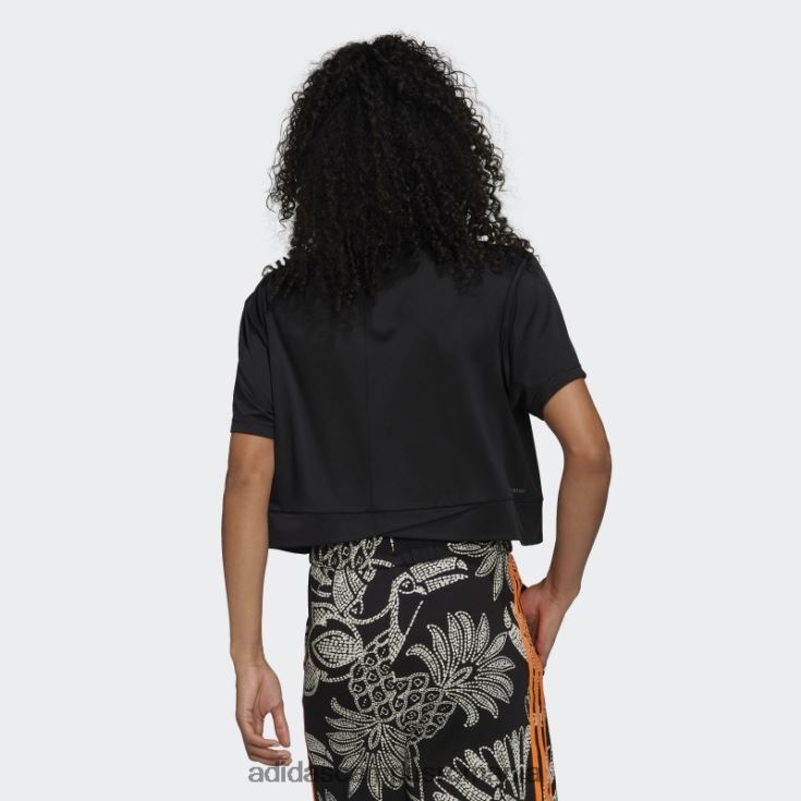 adidas campus romania Tricou negru aeroready studio loose crop femei alb negru J266N28870