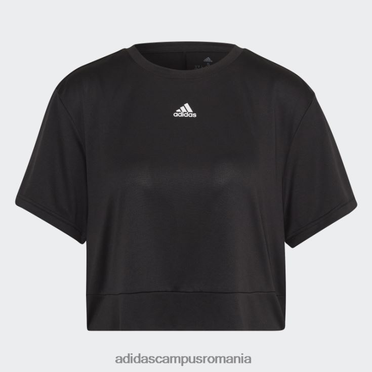 adidas campus romania Tricou negru aeroready studio loose crop femei alb negru J266N28870