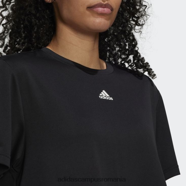 adidas campus romania Tricou negru aeroready studio loose crop femei alb negru J266N28870