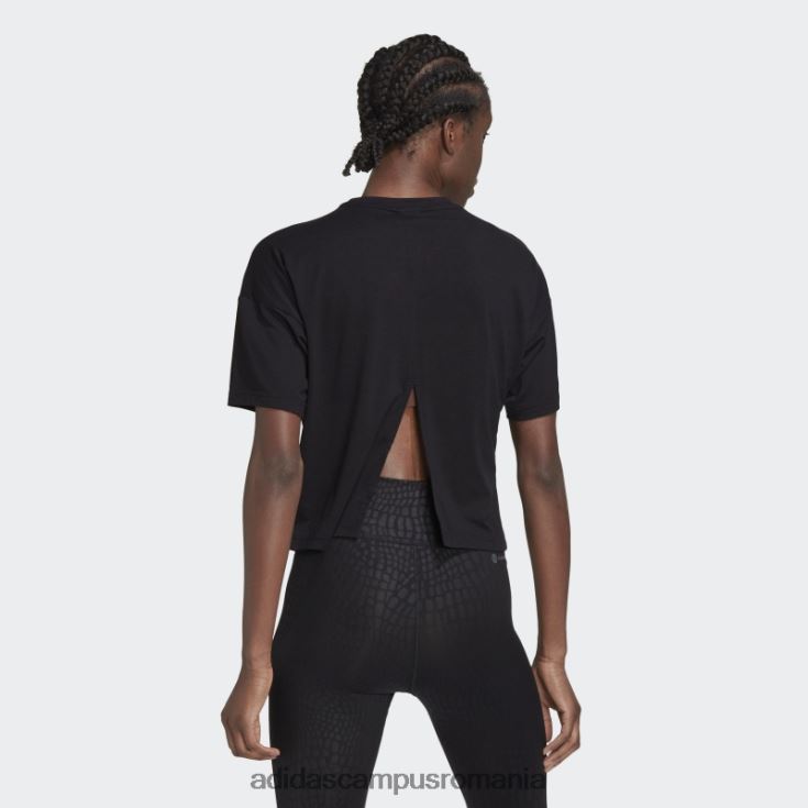 adidas campus romania Tricou negru cu logo-ul cu 3 bare cu iconițe de tren adidas femei negru J266N22415