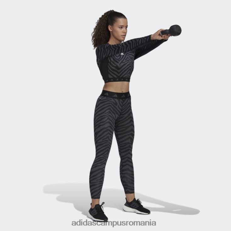 adidas campus romania Tricou zebră cu mânecă lungă hyperglam techfit crop multicolor adidas femei multicolor/negru J266N210818