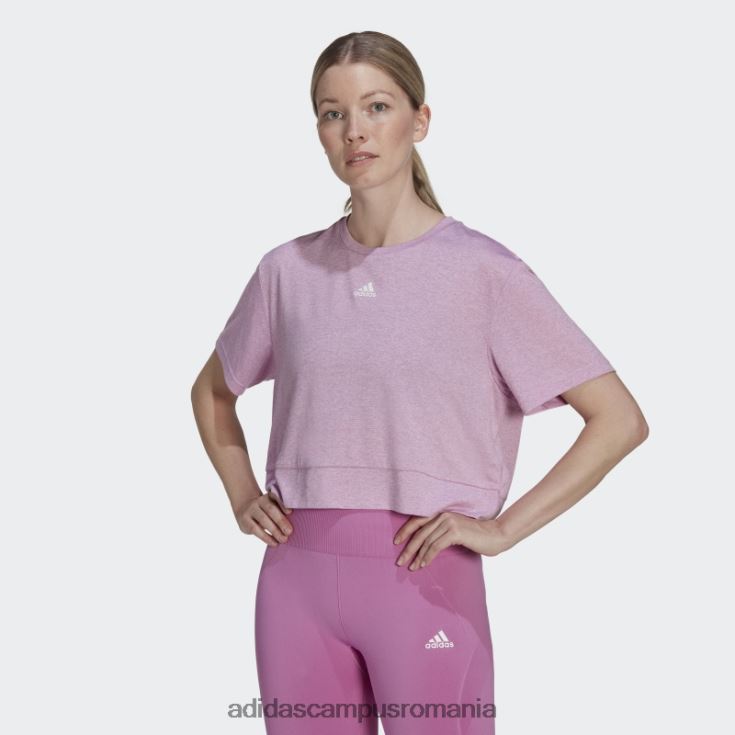 adidas campus romania aeroready studio loose crop tee lila femei liliac/alb J266N210711