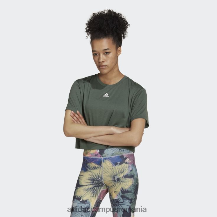 adidas campus romania aeroready studio loose crop tee verde oxid adidas femei oxid verde/alb J266N28958