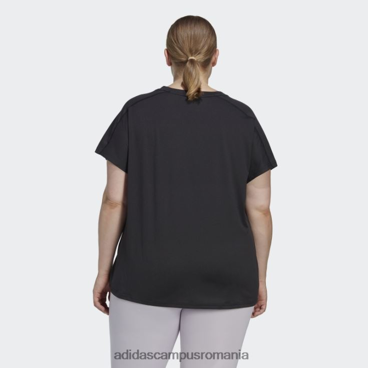 adidas campus romania aeroready train essentials branding minim tricou cu decolteu în V (plus mărime) negru femei negru J266N29830