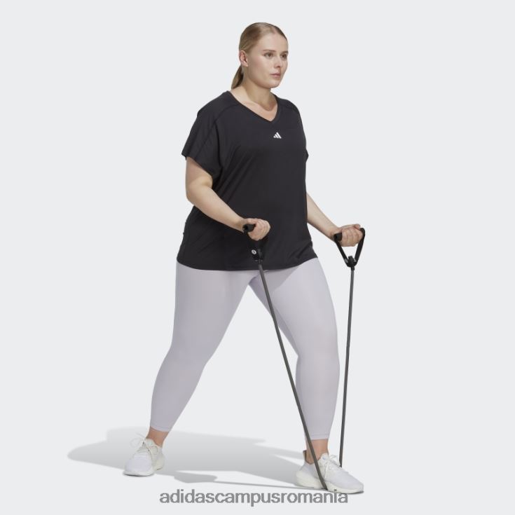 adidas campus romania aeroready train essentials branding minim tricou cu decolteu în V (plus mărime) negru femei negru J266N29830
