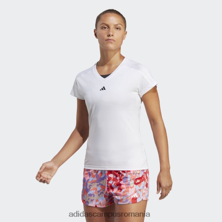 adidas campus romania aeroready train essentials branding minimal tricou cu decolteu în V alb adidas femei alb J266N29378