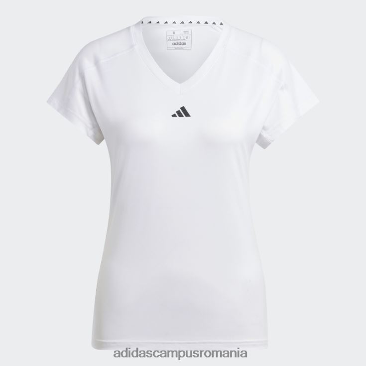 adidas campus romania aeroready train essentials branding minimal tricou cu decolteu în V alb adidas femei alb J266N29378
