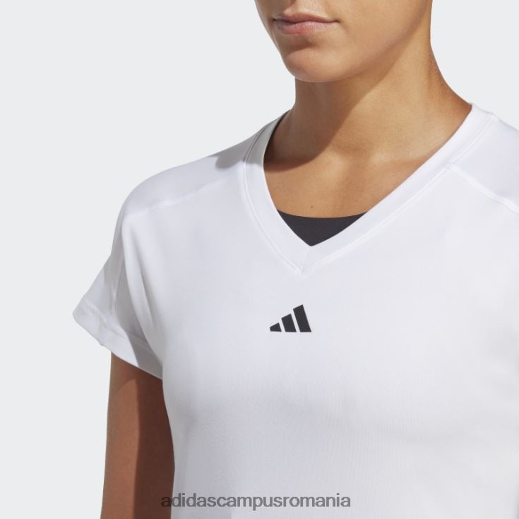 adidas campus romania aeroready train essentials branding minimal tricou cu decolteu în V alb adidas femei alb J266N29378
