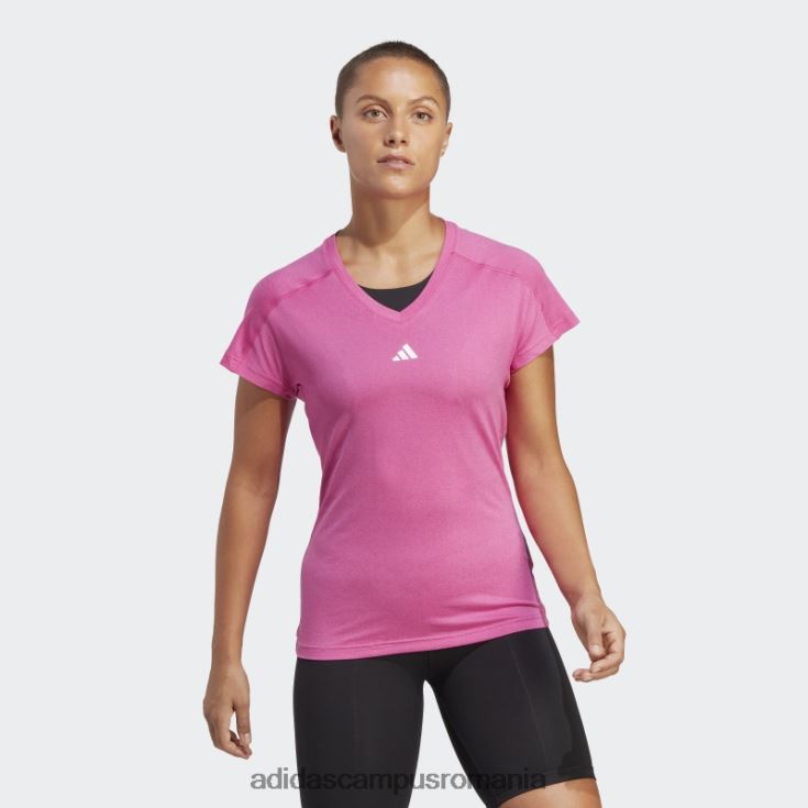 adidas campus romania aeroready train essentials branding minimal tricou cu decolteu în V fucsia femei fucsie J266N29278